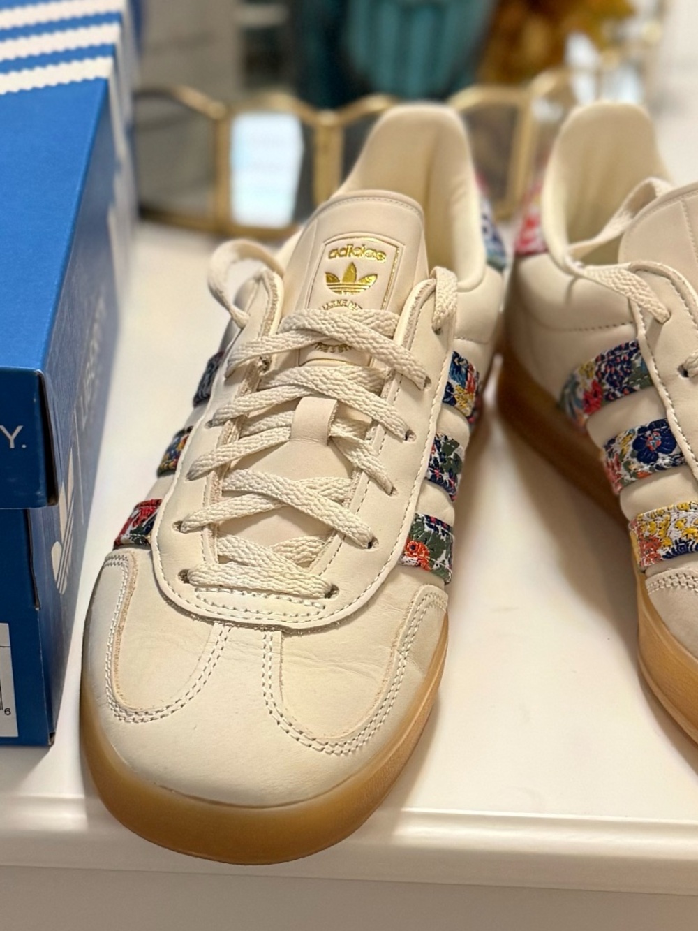 adidas Gazelle Indoor Liberty London Floral Embroidery Stripes women size 8